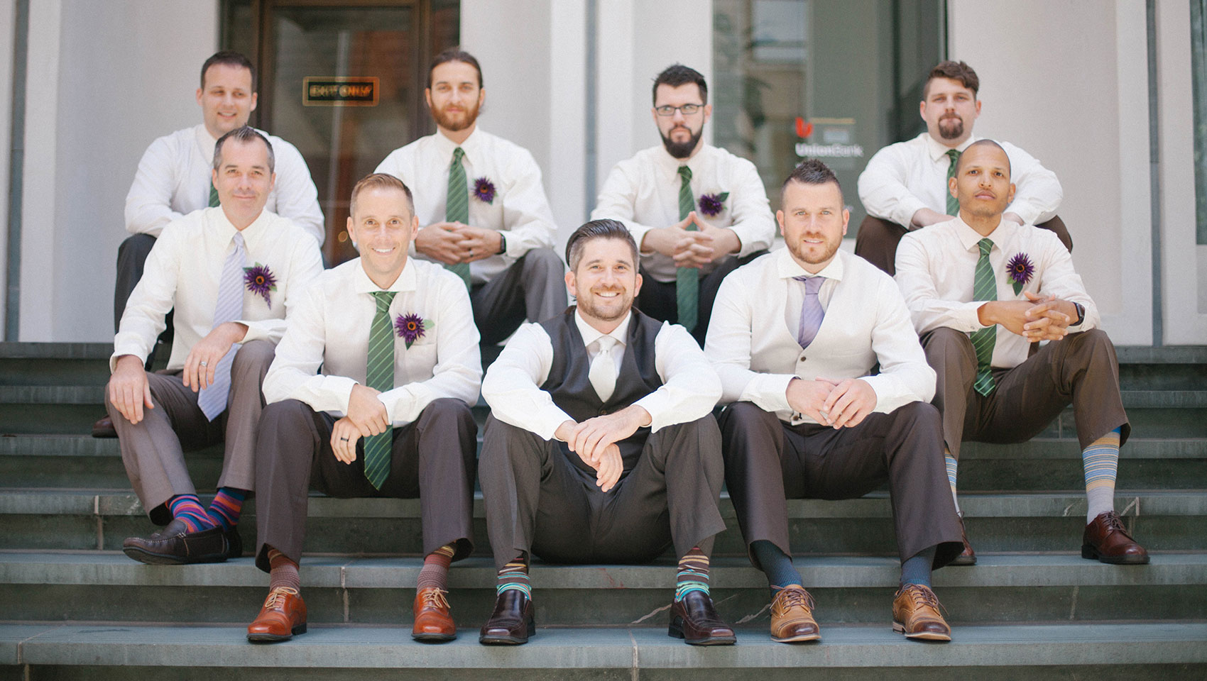 groomsman in downtown Portland wedding