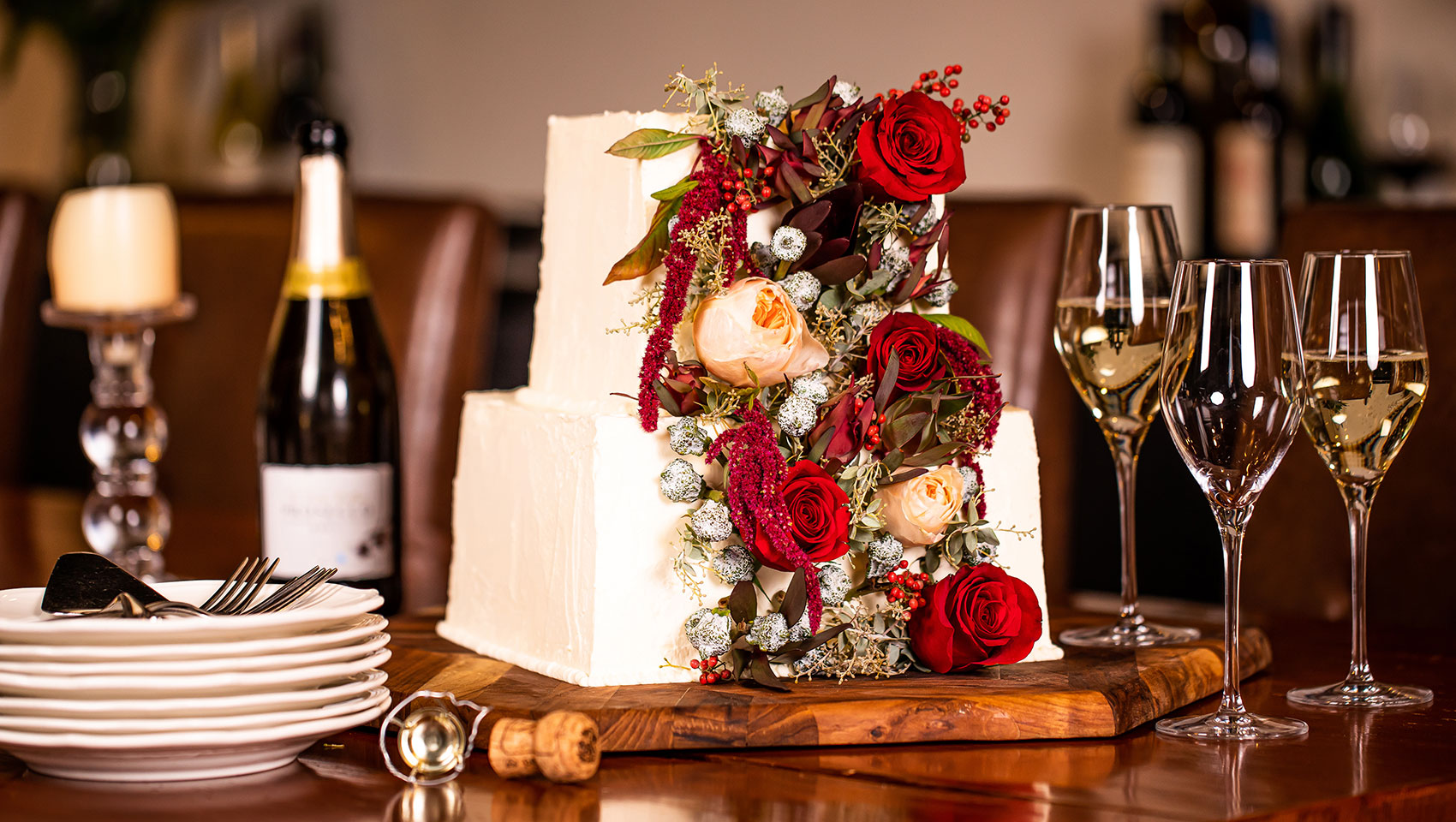 Wedding Cake and Champagne