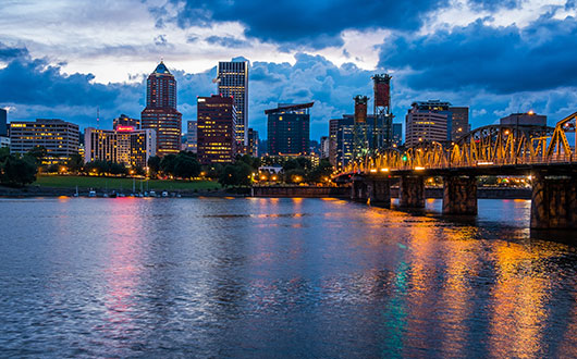 waterfront-view-of-downtown-portland-with-buildings-and-bridge